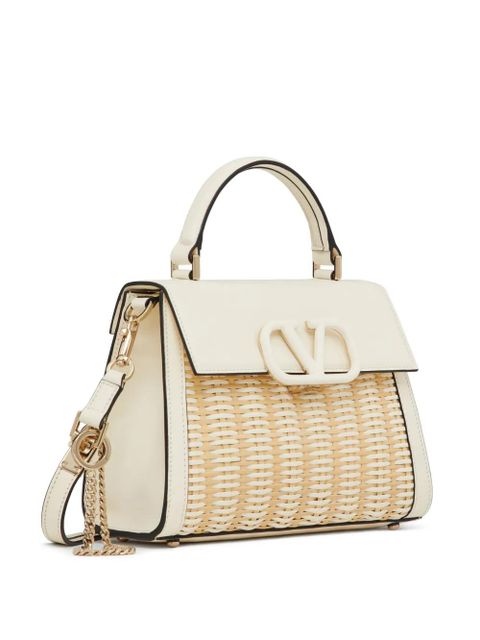 Valentino Garavani small VSling wicker top-handle bag - Neutrals