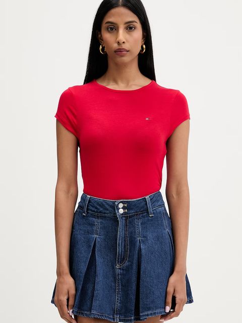 Tommy Jeans T-shirt damski z wiskozą - zdjęcie produktu nr 1