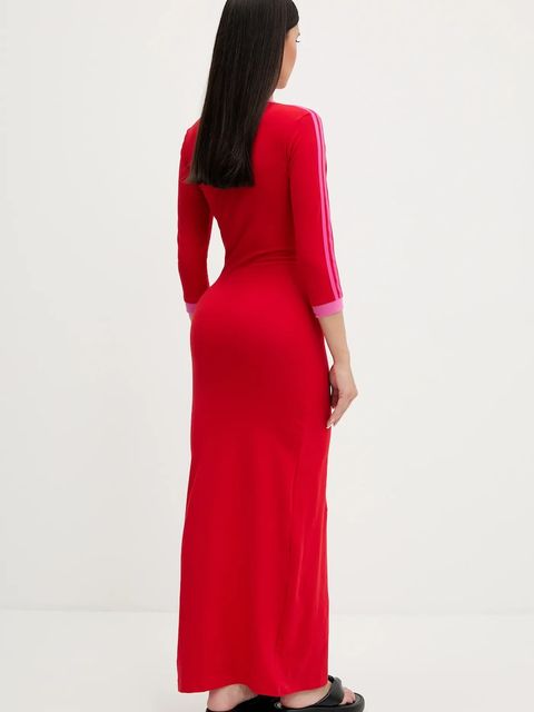 adidas Originals sukienka Maxi Dress V kolor czerwony maxi dopasowana JW3668