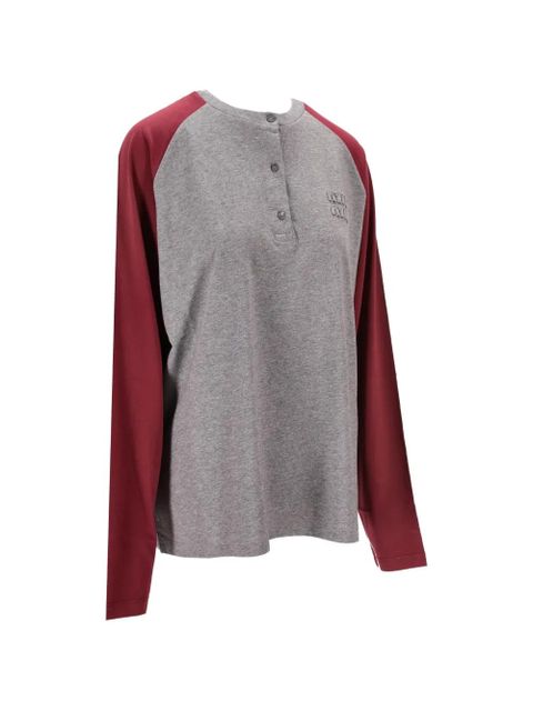 Miu Miu buttoned jersey long-sleeved T-shirt - Grey