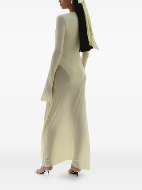MANURÍ Suki long-sleeve draped dress - Yellow