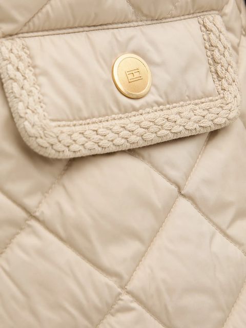 Tommy Hilfiger kurtka puchowa kolor beżowy przejściowa WW0WW47449