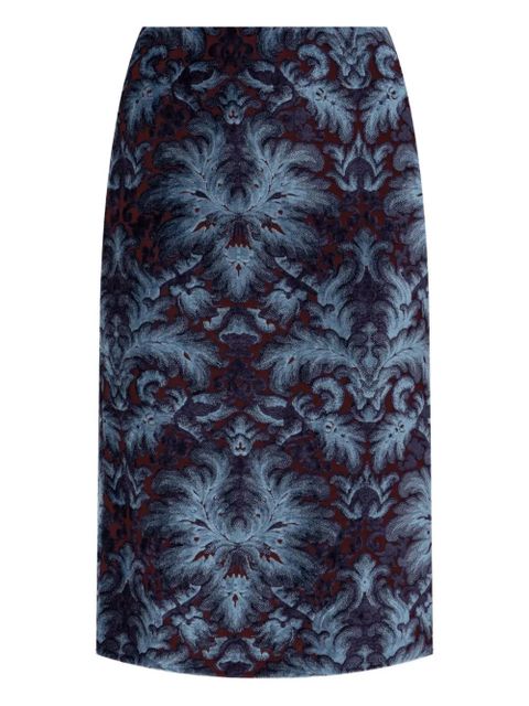 ETRO damask-pattern velvet midi skirt - Blue - zdjęcie produktu nr 1