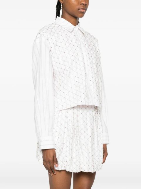 Maje striped embellished shirt - White
