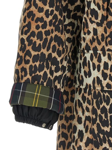 Barbour x Ganni animal print ruffled parka - Brown