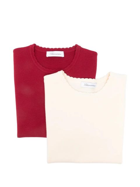 Blumarine scalloped crew neck knitwear - Red - zdjęcie produktu nr 1