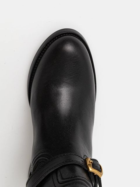 Polo Ralph Lauren kozaki skórzane Riding Boot kolor czarny na płaskim obcasie 818963422002
