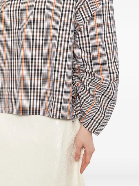 A.W.A.K.E. Mode checked drawstring-sleeve blouse - Brown