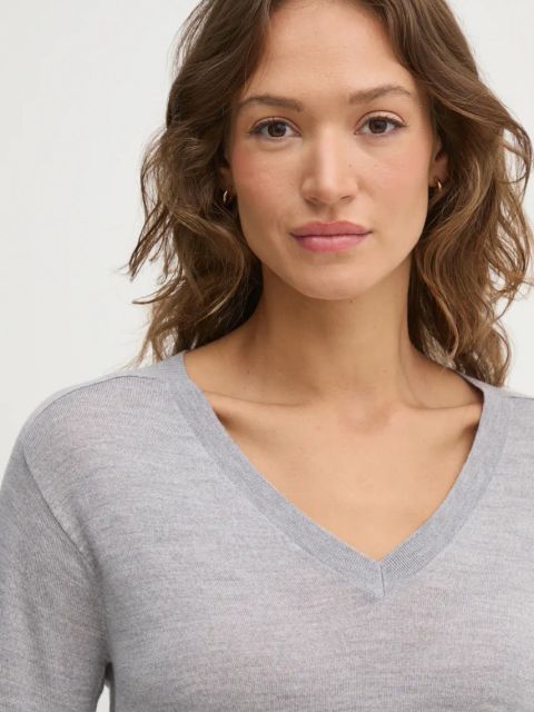 United Colors of Benetton sweter wełniany damski kolor szary lekki 11AHD402M