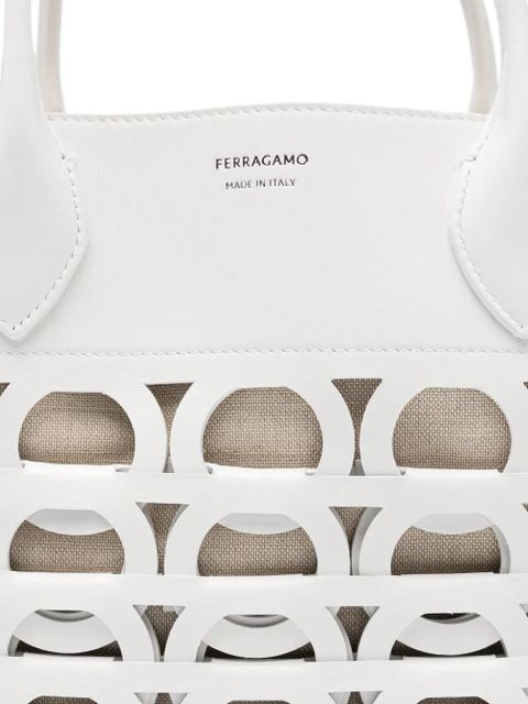 Ferragamo Gancini logo tote bag - White