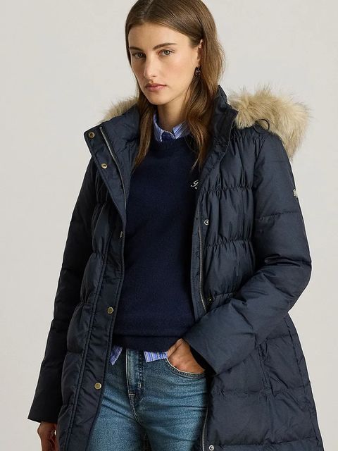 Lauren Ralph Lauren kurtka puchowa kolor granatowy przejściowa 297P04097