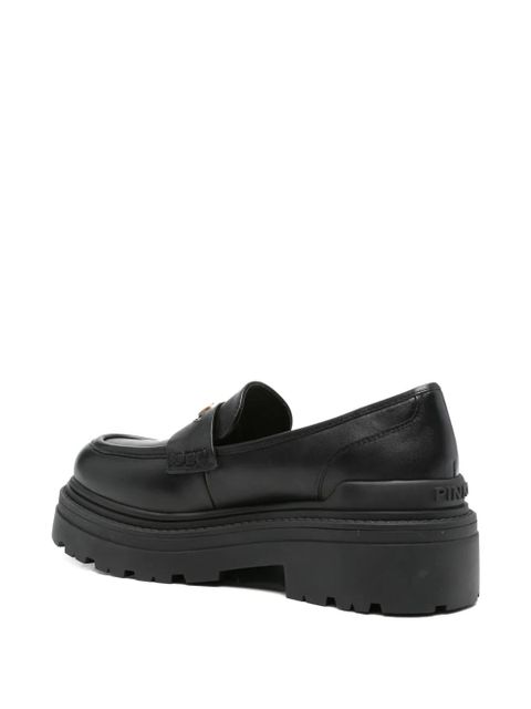 PINKO logo-plaque platform loafers - Black