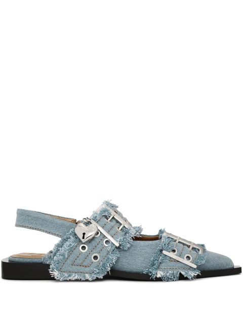 GANNI Feminine denim ballet flats - Blue - zdjęcie produktu nr 1