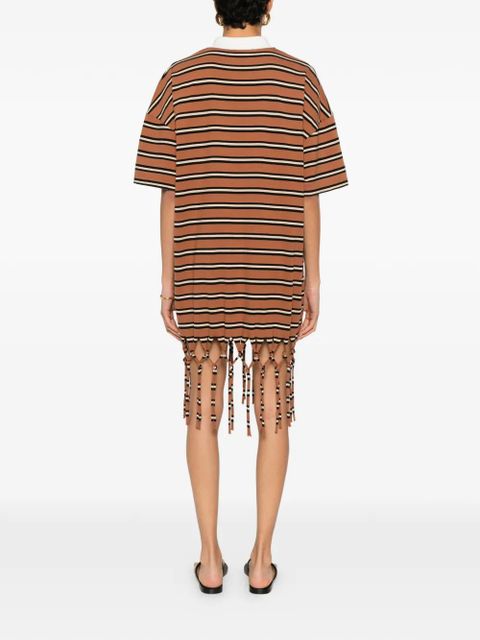 Nanushka Benigna fringed striped mini dress - Brown