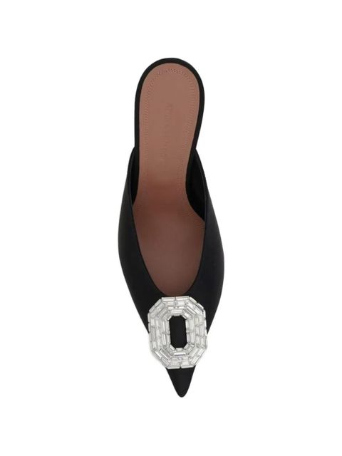 Amina Muaddi crystal-embellished pointed-toe mules - Black