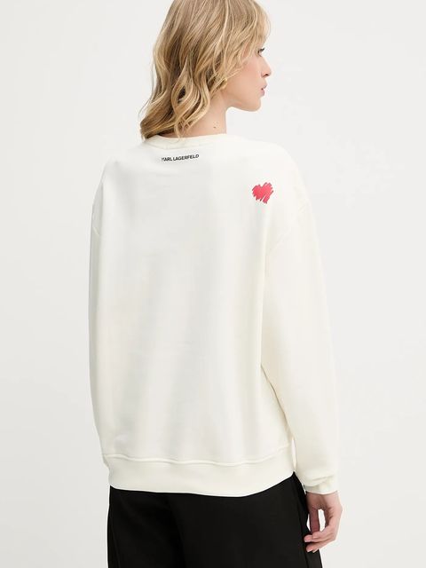 Karl Lagerfeld bluza bawełniana damska kolor beżowy z nadrukiem A3W20006