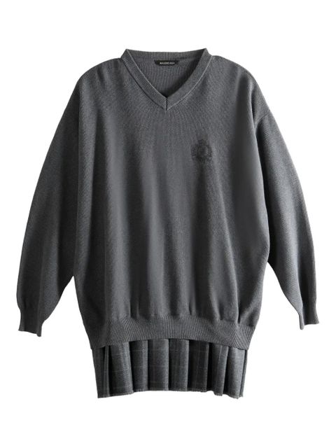 Balenciaga V-neck pleated dress - Grey - zdjęcie produktu nr 1