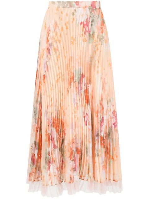 TWINSET floral-print pleated midi skirt - Orange - zdjęcie produktu nr 1