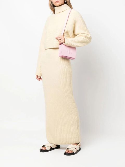 Nanushka debossed-logo flap shoulder bag - Pink