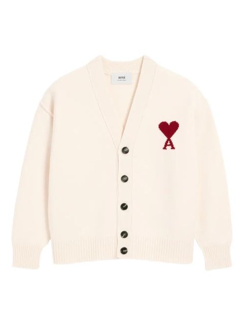 AMI Paris Ami De Coeur wool cardigan - Neutrals - zdjęcie produktu nr 1