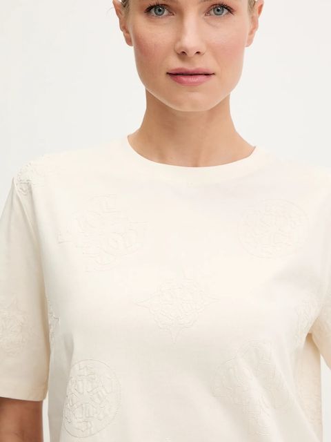 Guess t-shirt bawełniany PEONY damski kolor beżowy V5YI10 I3Z14