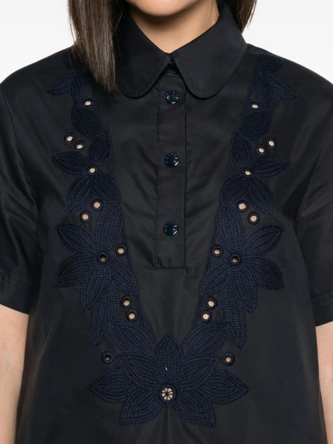 Moncler embroidered A-line mini dress - Blue