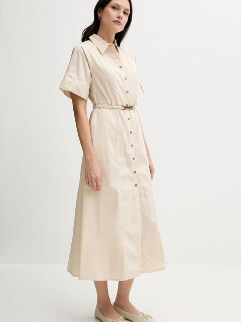 Pedro del Hierro sukienka kolor beżowy midi rozkloszowana 3819813 - zdjęcie produktu nr 2