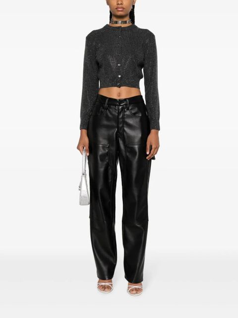 Alexander Wang high-shine cropped cardigan - Grey - zdjęcie produktu nr 2