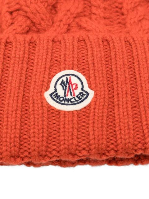 Moncler cable-knit pom-pom beanie - Orange - zdjęcie produktu nr 2