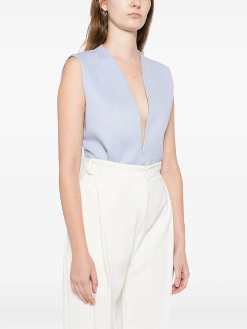 TOM FORD double face v-neck bodysuit - Blue