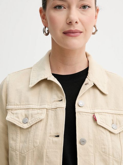 Levi's kurtka jeansowa kolor beżowy przejściowa 29945