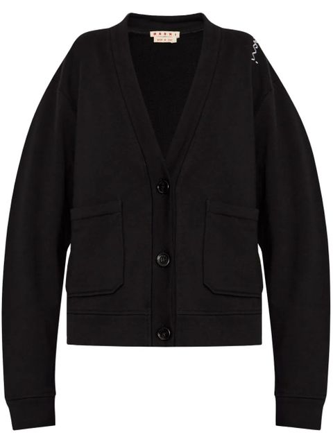 Marni embroidered-logo cardigan - Black - zdjęcie produktu nr 1