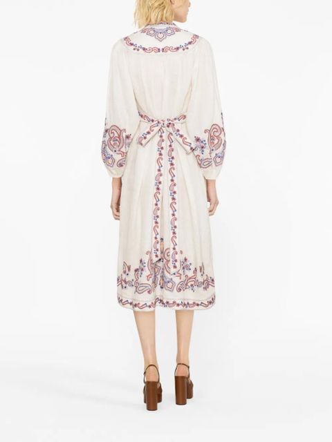 ZIMMERMANN Devi floral-embroidery midi dress - Neutrals - zdjęcie produktu nr 2