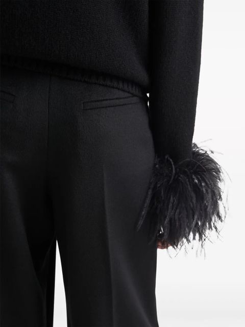 Prada feather-trim cashmere trousers - Black