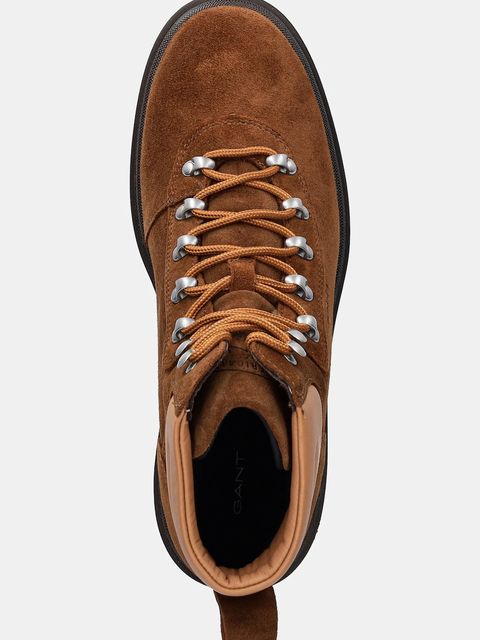 Gant workery skórzane Wootlynne damskie kolor brązowy na płaskim obcasie 31543079