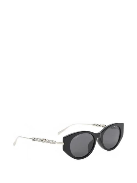 Gucci crystal-embellished oval-frame sunglasses - Black - zdjęcie produktu nr 2