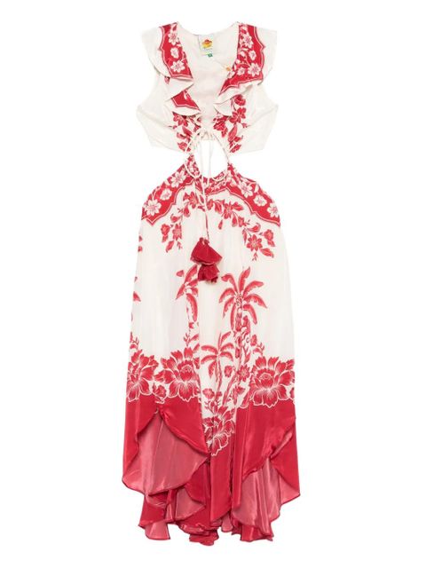 FARM Rio floral ruffled dress - Neutrals - zdjęcie produktu nr 1