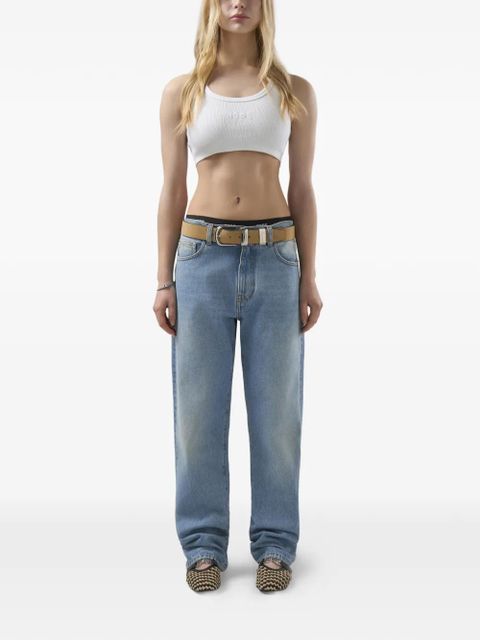 GCDS logo-embroidered crop top - White - zdjęcie produktu nr 2