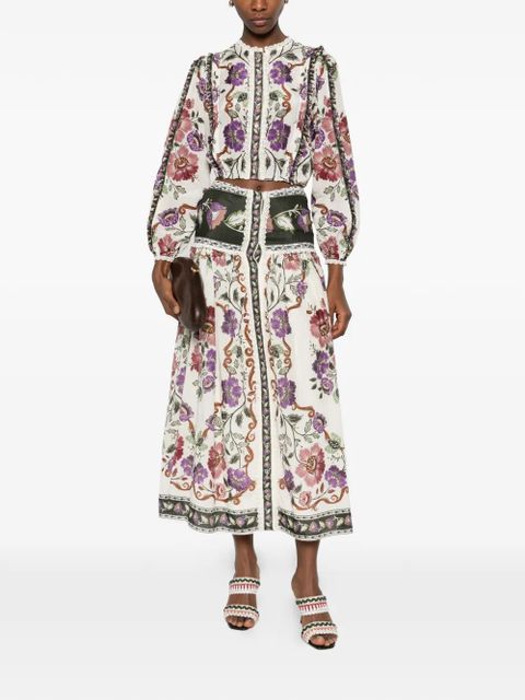 FARM Rio floral-print midi skirt - Neutrals - zdjęcie produktu nr 2