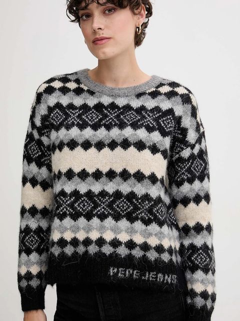 Pepe Jeans sweter z dodatkiem wełny damski kolor multicolor ciepły PL7000039 - zdjęcie produktu nr 2