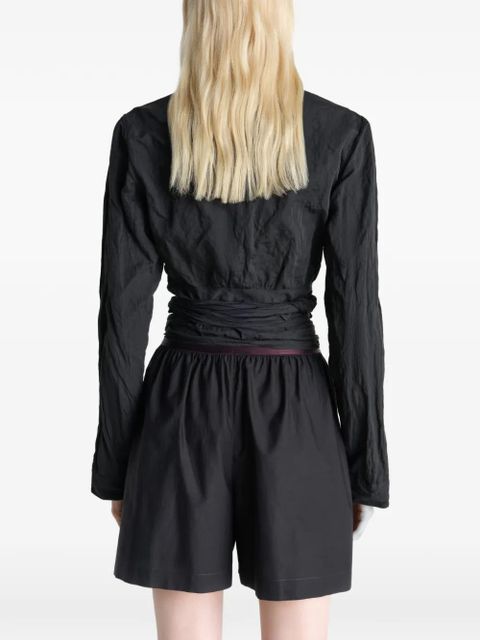 LEMAIRE V-neck long-sleeve top - Black