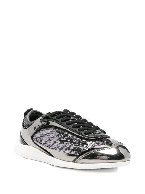 PINKO leather lace-up sneakers - Silver - zdjęcie produktu nr 2