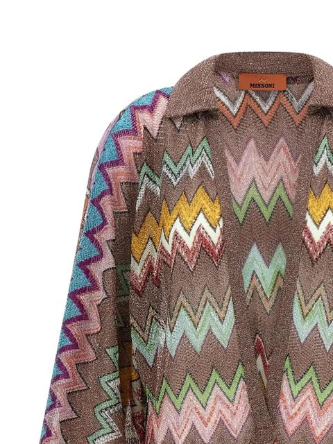 Missoni zigzag-print V-neck dress - Brown