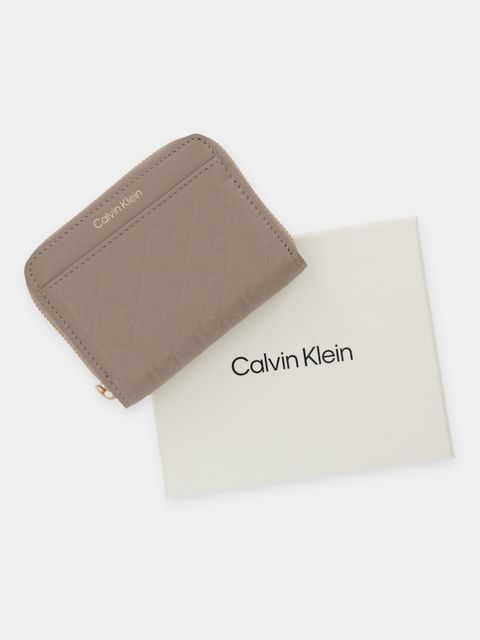 Calvin Klein portfel skórzany damski kolor beżowy LV04F1081G