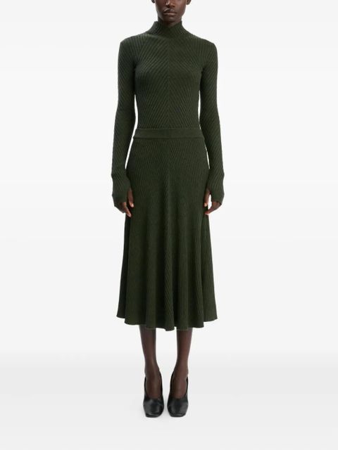 Victoria Beckham ribbed knit midi skirt - Green