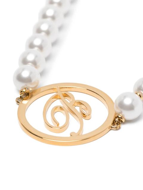 Blumarine faux-pearl logo necklace - Gold