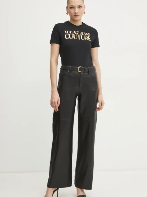Versace Jeans Couture t-shirt bawełniany damski kolor czarny 78HAHE02 CJ00E