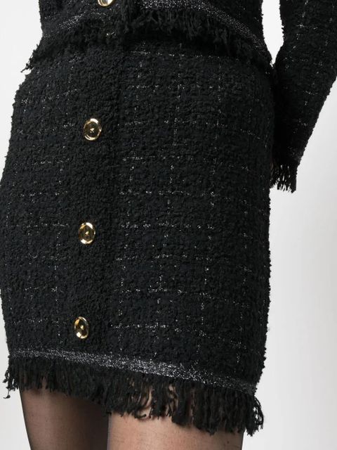 PINKO Girino basket-weave fringed miniskirt - Black