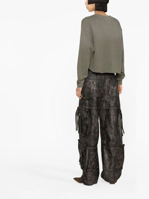 Maison Margiela logo-patch cropped sweatshirt - Green