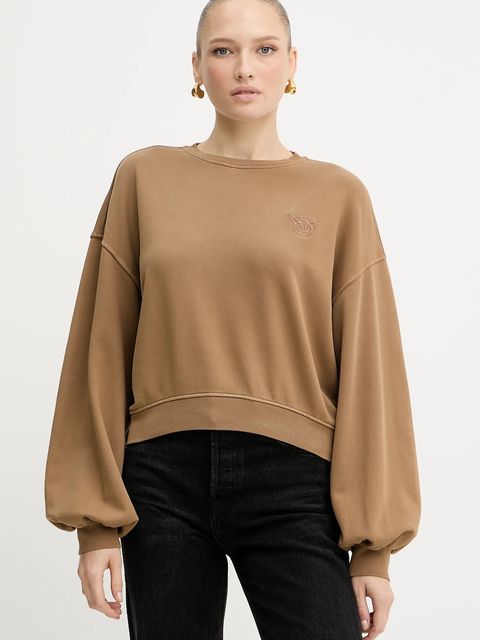 Pinko bluza bawełniana damska kolor brązowy gładka 105510 A2RB - zdjęcie produktu nr 1